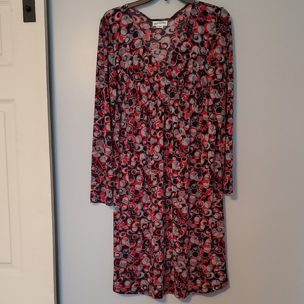 Motherhood Maternity V-Neck Long Sleeve Midi Dress